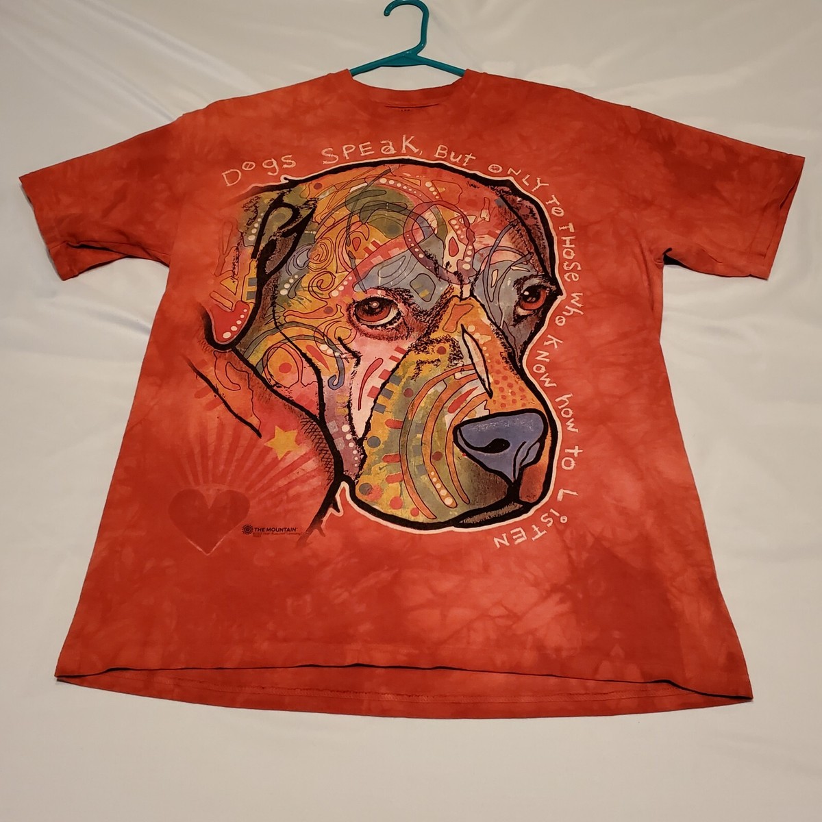 T-Shirt Red Tie Dye Dog Face Lab Pit Wearable Art The