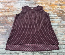 Loft Top Ladies Extra Small Geometric Button Sleeveless Shirt Tank Casual Womens