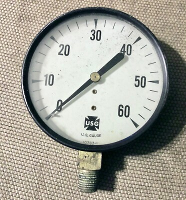 #ad Vintage USG US GAUGE Pressure 0 60 psi 10763 1 3.5quot; Diameter USA $9.99