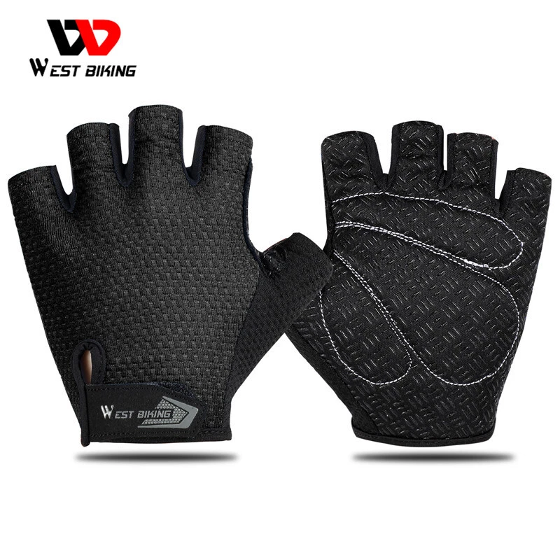 WEST BIKING Breathable Cycling Short Half Finger Gloves Road Bike Sports Gloves - Image 2 of 4