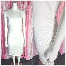 Jarbo White Pima Cotton Ruched Slimming Midi Dress Size Large