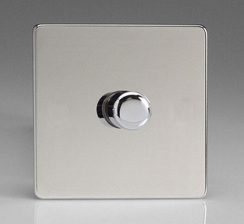 Dimmer Light Switch LED 120W 1 Gang 2 Way Flat Plate Chrome - Varilight JDCP401S