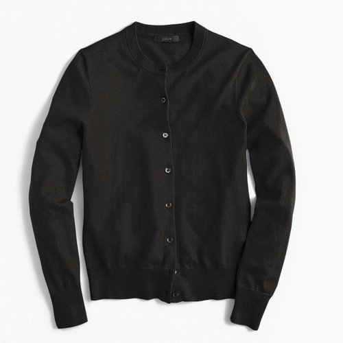 J.Crew $65 Cotton Jackie Cardigan Sweater Black Size XXS Vintage Indigo E8447