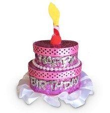 Purple Happy Birthday Sequined Cake Hair Clip Headband Hat Sparkle Glitter Head