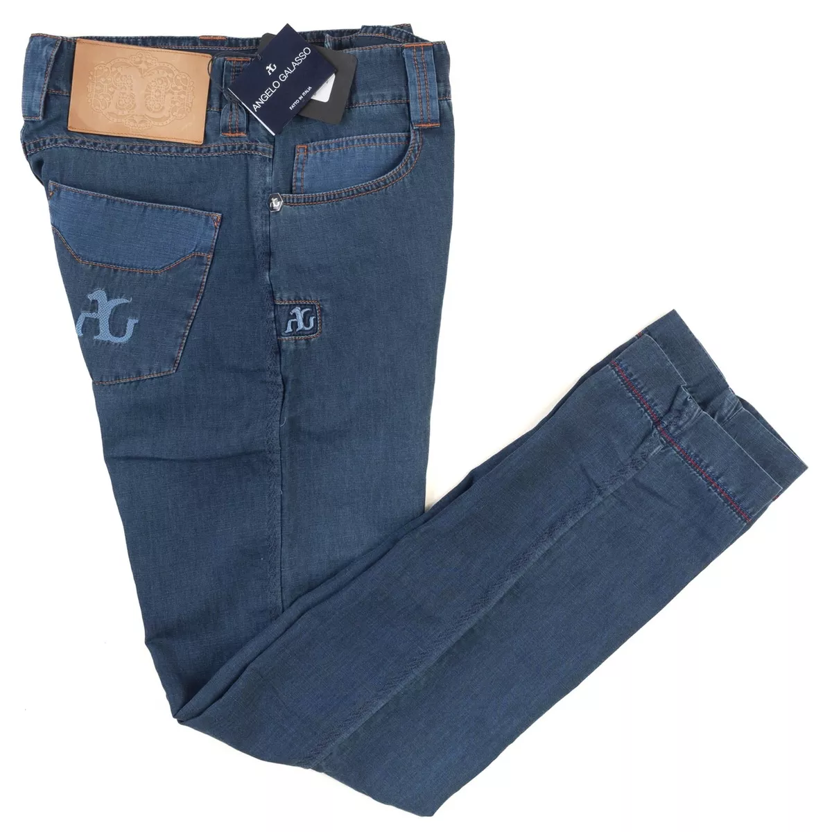 980 NWT ANGELO GALASSO Jeans US 36 EU 52 Regular Fit Cotton Linen