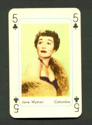 1959 Maple Leaf Gum Playing Card JANE WYMAN Actress SAINT JOSEPH Missouri