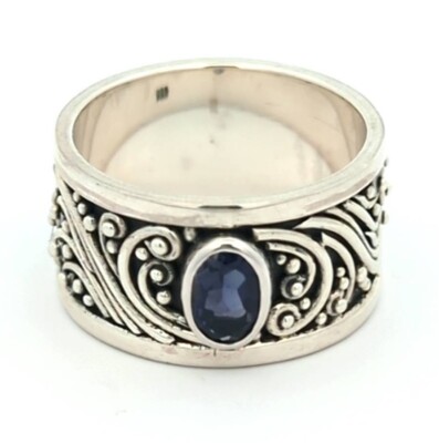 Video Samuel B Behnam 925 Sterling Silver Natural Iolite Band Ring Designer 