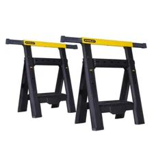 2 Pack Adjustable Folding Sawhorse Saw Horse Stand Height Width 1000 lb. Black