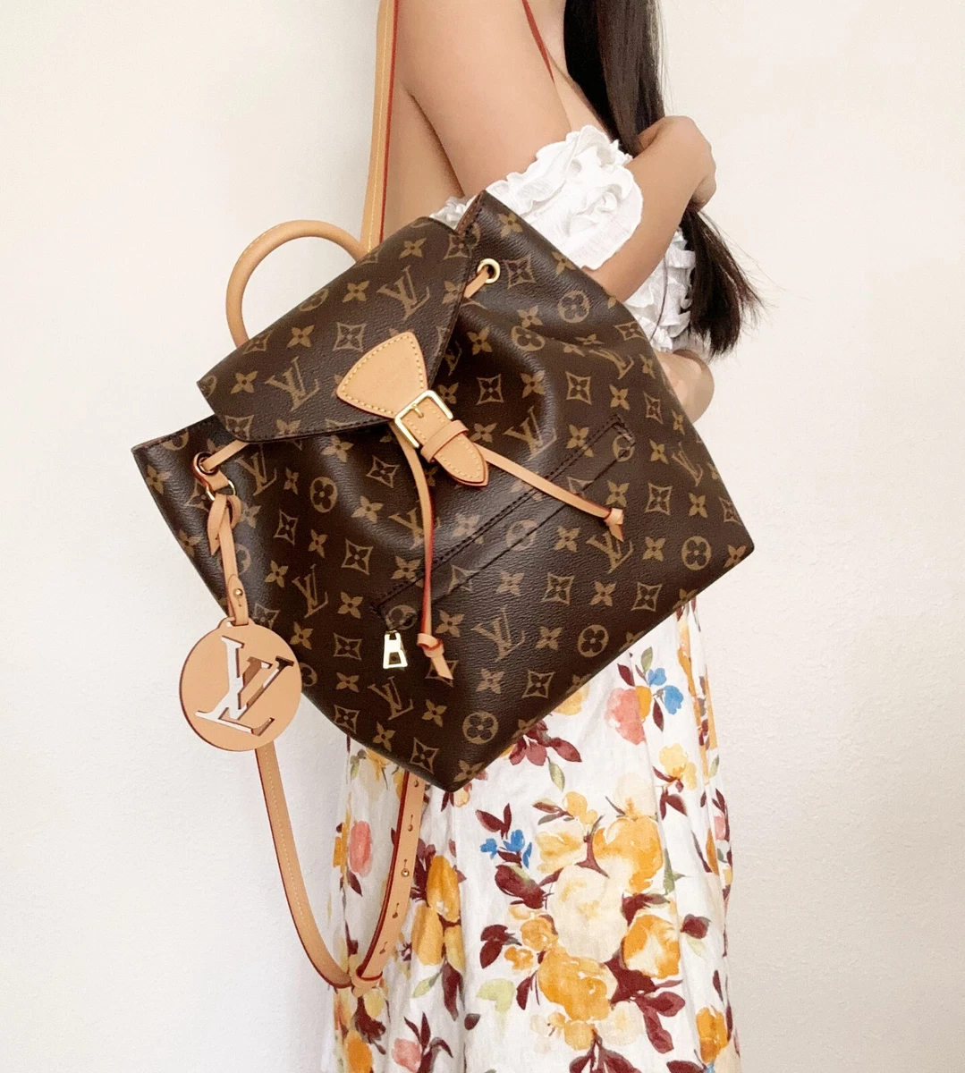 Louis Vuitton Montsouris PM Backpack Brown Monogram With LV Logo Charm  M45501