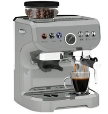 Coffee Machine with Adjustable Grind Steamer and Accessories 15 Bar Silver Color