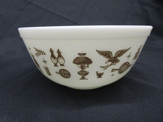 Juego de cuencos mezcladores Pyrex, patrón americano temprano Pyrex, cuencos anidadores Pyrex de la década de 1980 Foto 3 de 4