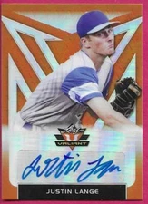 2020 Leaf Valiant Baseball JUSTIN LANGE Rookie XRC Portrait Autograph 11/75