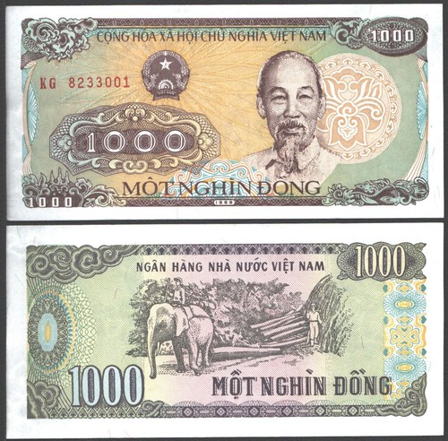VIETNAM 1000 DONG 1988 UNC KG,SECOND NEW DONG,PORTRAIT OF HO CHI MINH (1890-1969 - 第 1/1 張圖片
