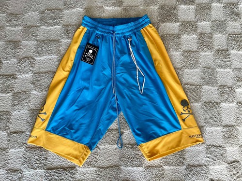 $1200 NEW AUTHENTIC SS22 MASTERMIND WORLD SKY BLUE X YELLOW SPORT SHORTS M/JAPAN