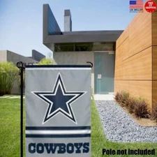 Dallas Cowboys 2 Sided Double Garden Flag Outdoor Window Banner 12 x18 New.