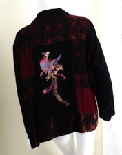 Chico's 3 Xl Amazing Patchwork Velvet Art-to-wear Peacock Bird Blazer Jacket