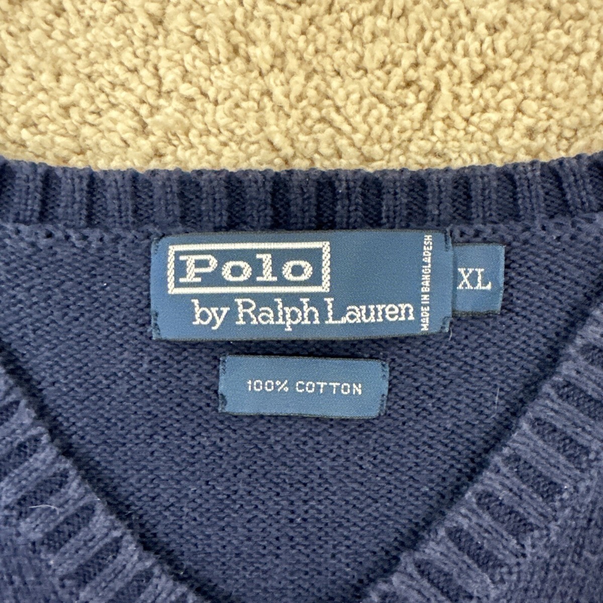 Vintage 90s Polo by Ralph Lauren Sweater Vest Blue Single Striped