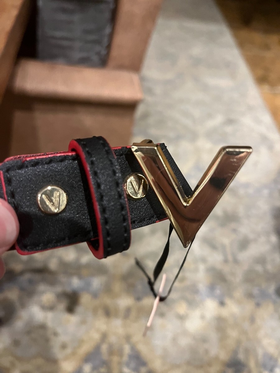 Valentino ブラックレザーベルト ゴールドバックル MENS VALENTINO BLACK LEATHER BELT GOLD V 120CMS | eBay