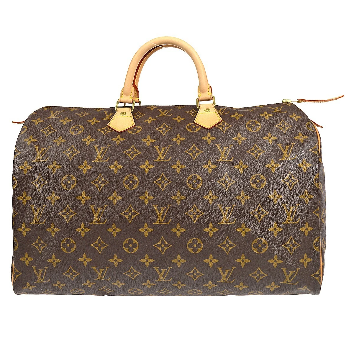 LOUIS VUITTON Speedy 40 Monogram Canvas Satchel Bag Brown