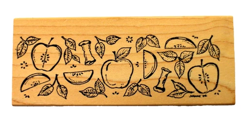 Apple N Cores Border Northwood  Rubber Ink Stamp N3753  5 x 2