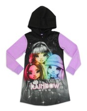 Toddler Girls Hooded Dorm Shirt Pajama Rainbow High Size 6-6X
