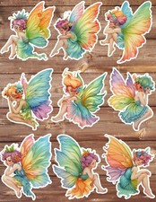 Coloful Sitting Fairy Die Cut Vinyl Stickers Set Scrapbooking Laptop Waterbottle