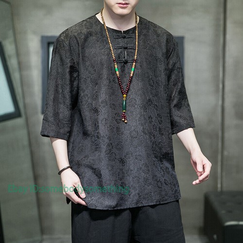 Para hombres Verano Estilo Chino Tang Traje Hanfu Camisa Manga Corta Talla Grande Retro - Imagen 4 de 26