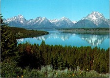 Grand Tetons Wyoming Reflected in Jackson Lake Continental Postcard A244