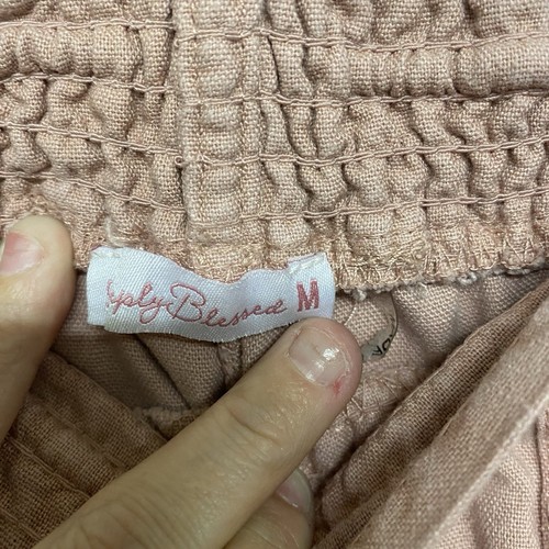 Simply Blessed Damen Größe M Rosa Hose Leinen Kordelzug Gummibund Taschen - Bild 5 von 7