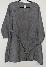 Womens Match Point Linen Tunic Top Dress Size Medium ? Gray Long Sleeved