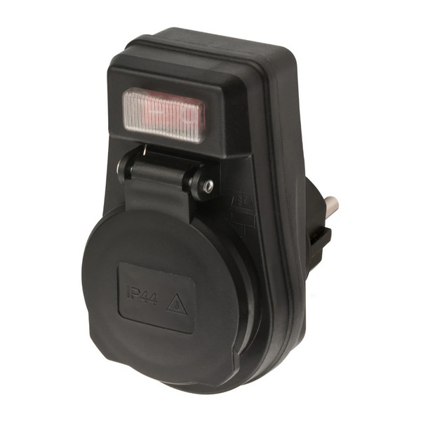 Zwischenstecker Mit Schalter Steckdosenadapter 1-Fach IP44 Schwarz Brennenstuhl-image