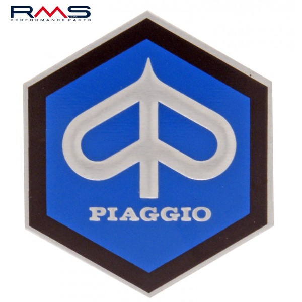 "Emblem \" Piaggio \" 6-Eck Kaskade Alu 49X43Mm FüR Vespa PX 150 E Lusso 50 PK 125"-image