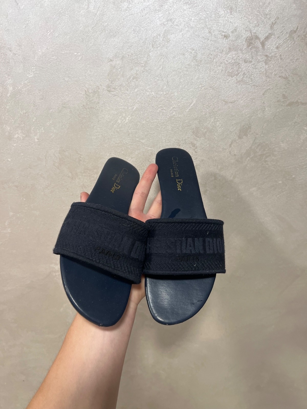 Christian Dior Dway Slide Sandals Blue Logo Canvas Women’s EU 40