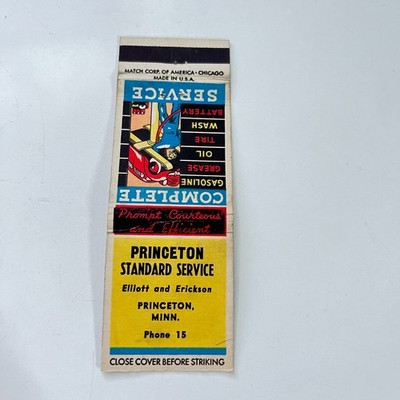Princeton Standard Service Elliott & Erickson MN Vintage Matchbook Cover TMB95-4