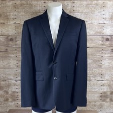 Express Slim Fit Navy Blue Two Button Suit Jacket Blazer Mens 38R Notch Lapel