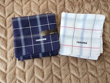 HANDKERCHIEF ART BLUE PLAID PLAIN MEN'S POCKET SQUARE COTTON 18" A-0435