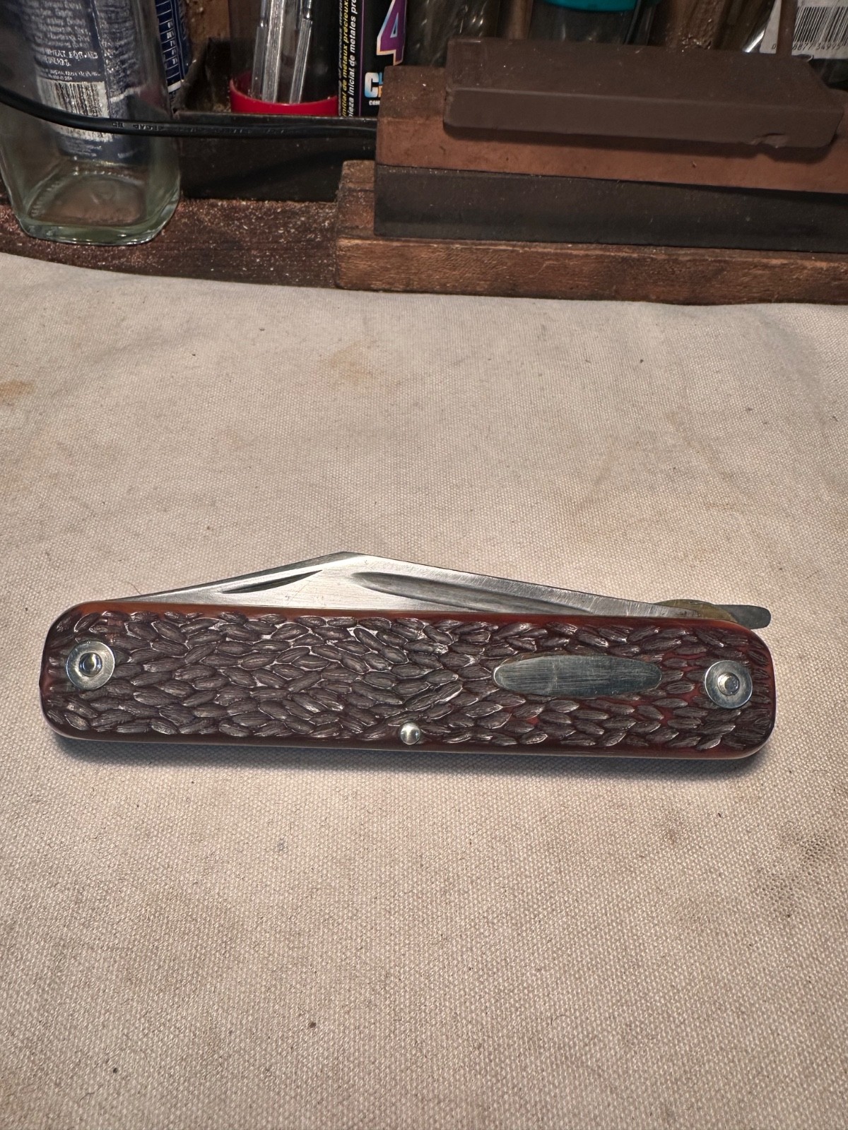 vintage western 932 large pocket knife with saw