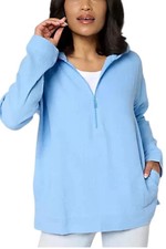 Belle Beach by Kim Gravel Women's Beach Club HalfZip Hoodie Robia Blue