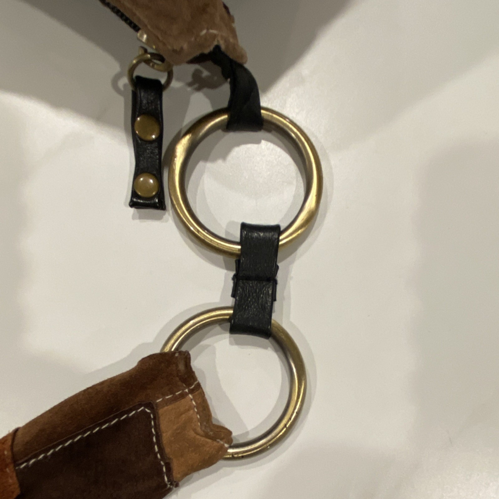 Leather Patchwork Brass Hardware Shoulder Bag Wit… - image 7