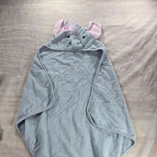 Touched by Nature Kids Gray Elephant Hooded Organic Cotton Bath Towel 30x30