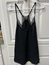 90's Babydoll Tank Cami Sz XL Black Lace Y2K Whimsigoth Grunge