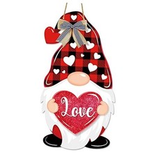 Valentines Day Gnome Decor Hanging Sign for Front Door, Sweet Gnome Welcome