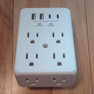 CE Commercial Electric Surge Protector Wall Mount, 6 Outlets, 4 USB Ports, White