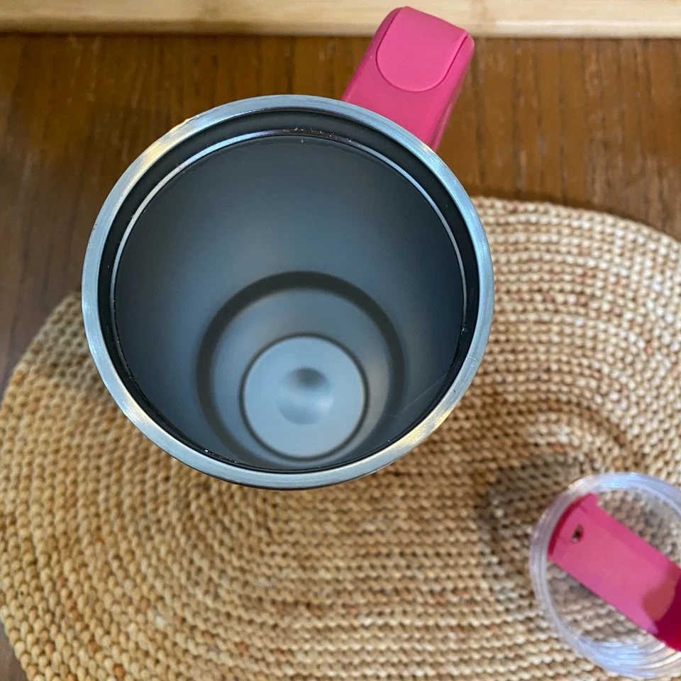 Taza de viaje Juicy Couture rosa vaso de acero inoxidable de 30 oz con tapa de mango Foto 4 de 4