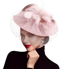 Women Fascinators Hats Flower Mesh Feathers Headband Clip Tea Party Headwear