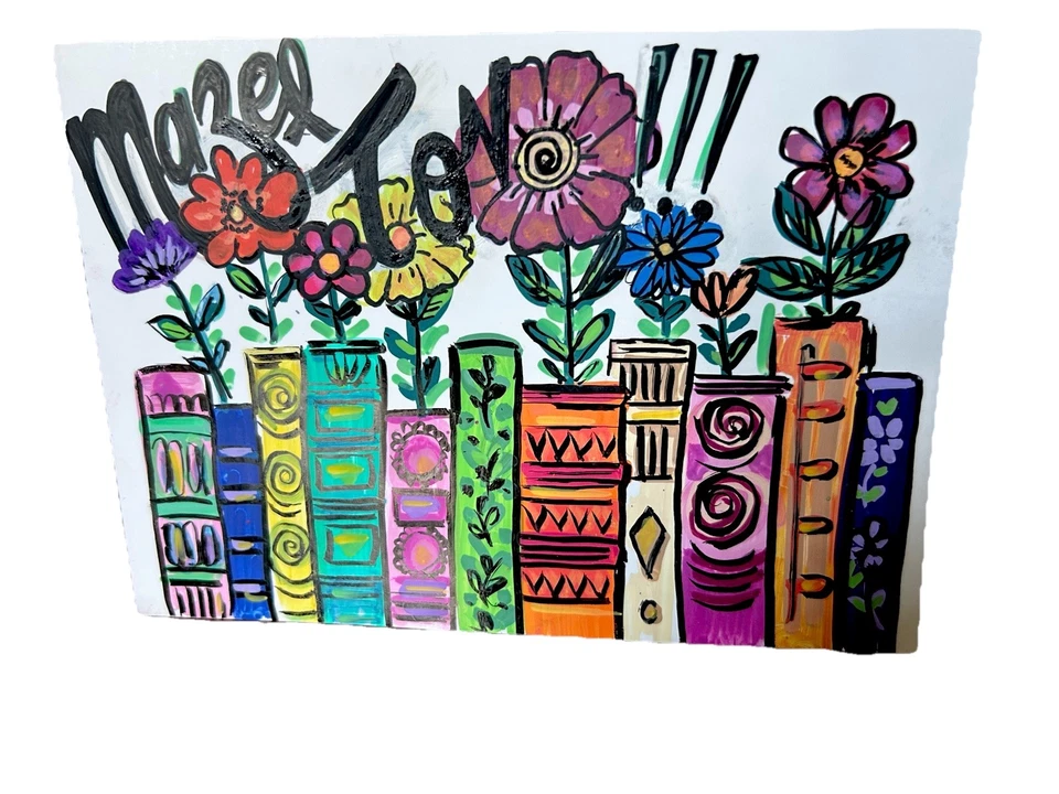 "Juego de 4 tarjetas de felicitación pintadas a mano Mazel Tov Mazel tov en blanco dentro de 5""x7""" Foto 2 de 4