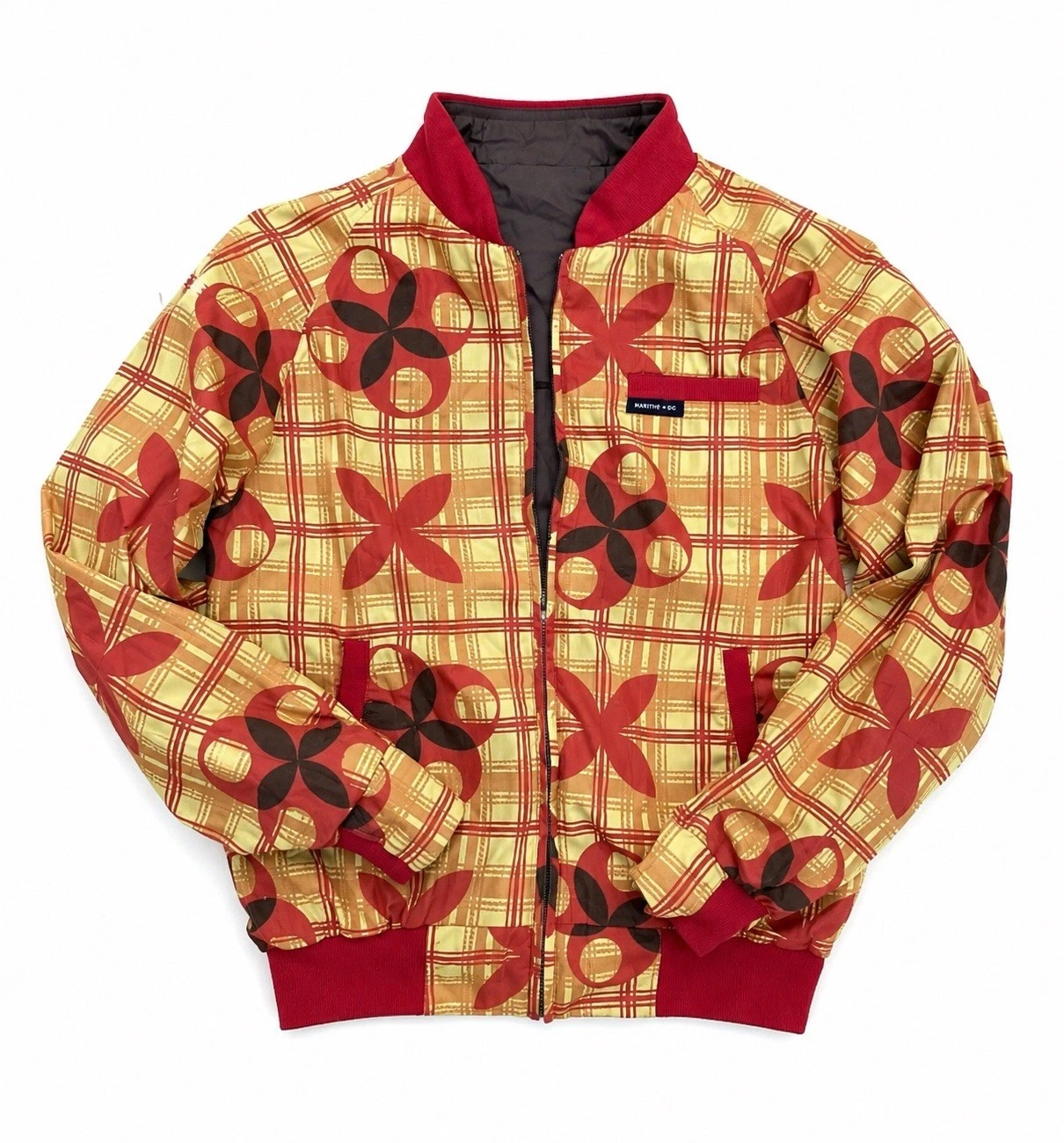 Vintage Members Only Hawaiian Floral Reversible Windbreaker Jacket L