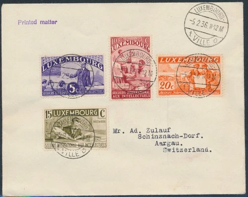 LS80599 Luxembourg 1936 to Switzerland FDC used