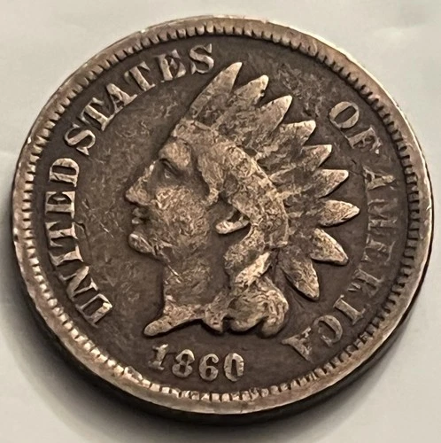 1860 Indian Head Cent BN432 VG Details First Oak Wreath Year