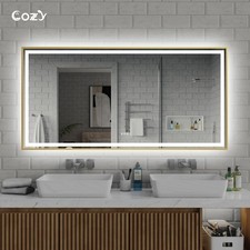 72" x 36" Frontlit Backlit Anti-Fog Tempered Glass Framed Bathroom/Vanity Mirr